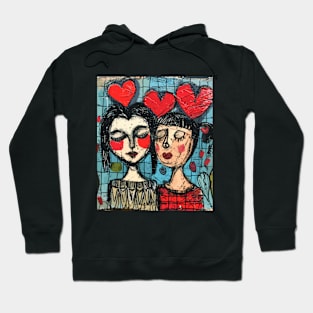 Lesbian Couple 2024 Valentines Day Drawing Hoodie